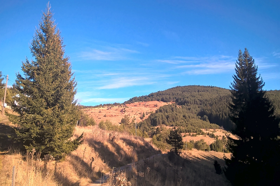 Sunny View Of A Mountainside