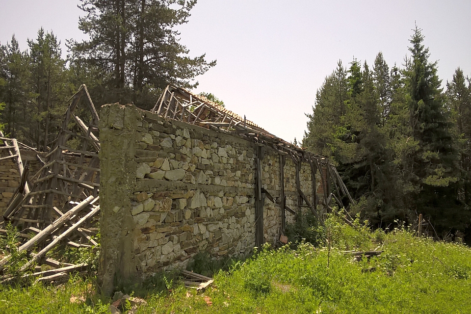 Ruins Of A Stone Building With A Collapsed Roof