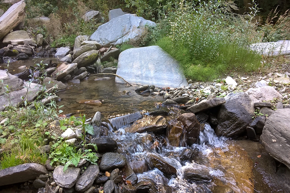 Small Stream Flows Over Rocks