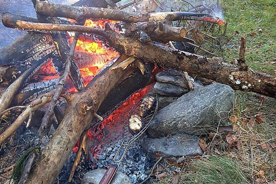 Food Cooking Over A Campfire