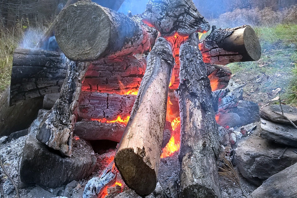 Bonfire With Large Logs