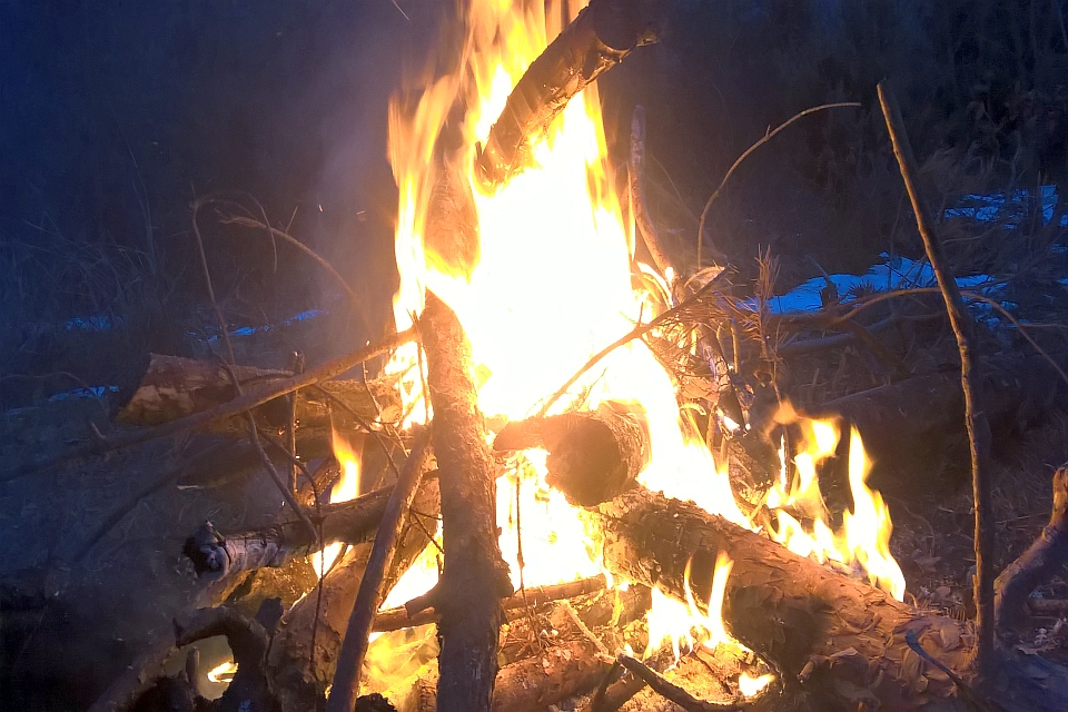 Bonfire Burns Brightly At Night