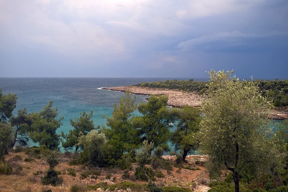 Overcast Sky Over A Rocky Coast