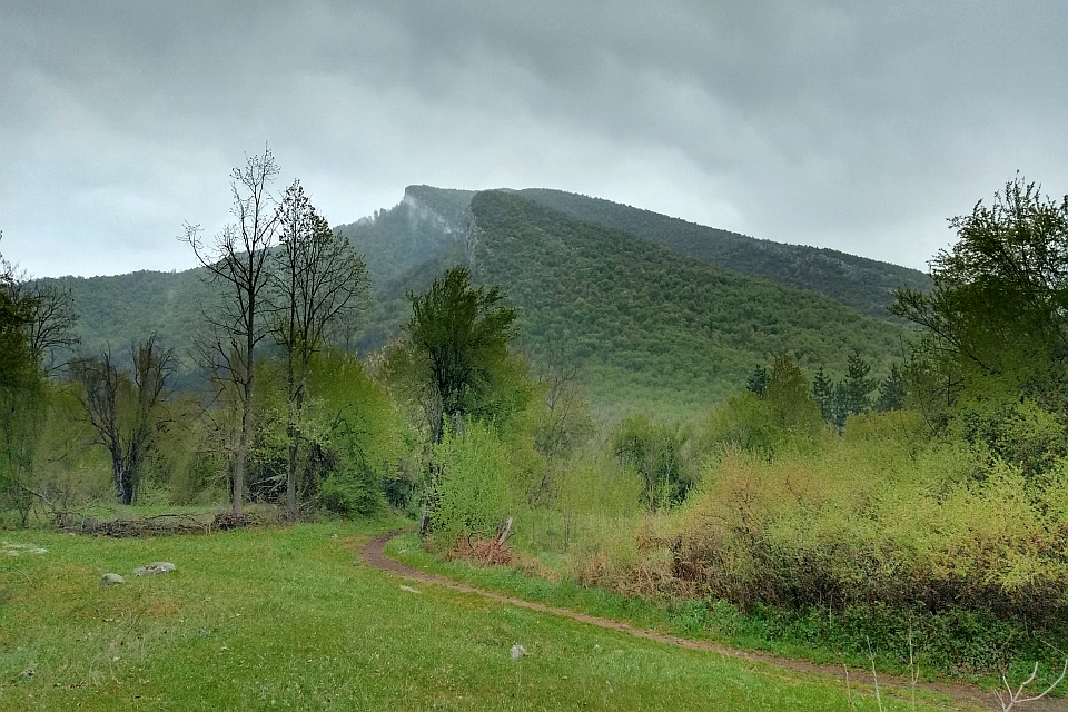 Dirt Road Leads Toward A Mountain